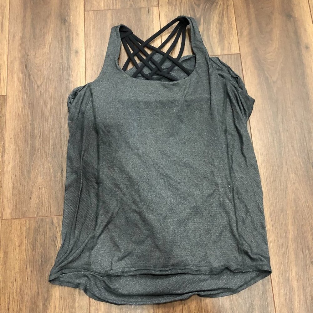 Lululemon Free To Be 2 In 1 Tank Top Workout Athletic Grey Black Women’s Size 8